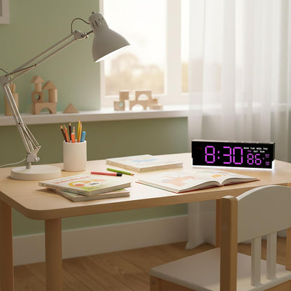 7 Inch LED Digital Alarm Clock, Blue