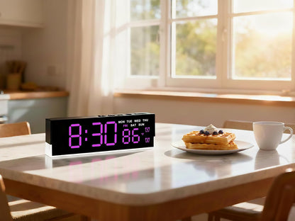 7 Inch LED Digital Alarm Clock, Blue
