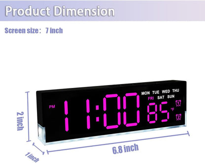 7 Inch LED Digital Alarm Clock, Blue