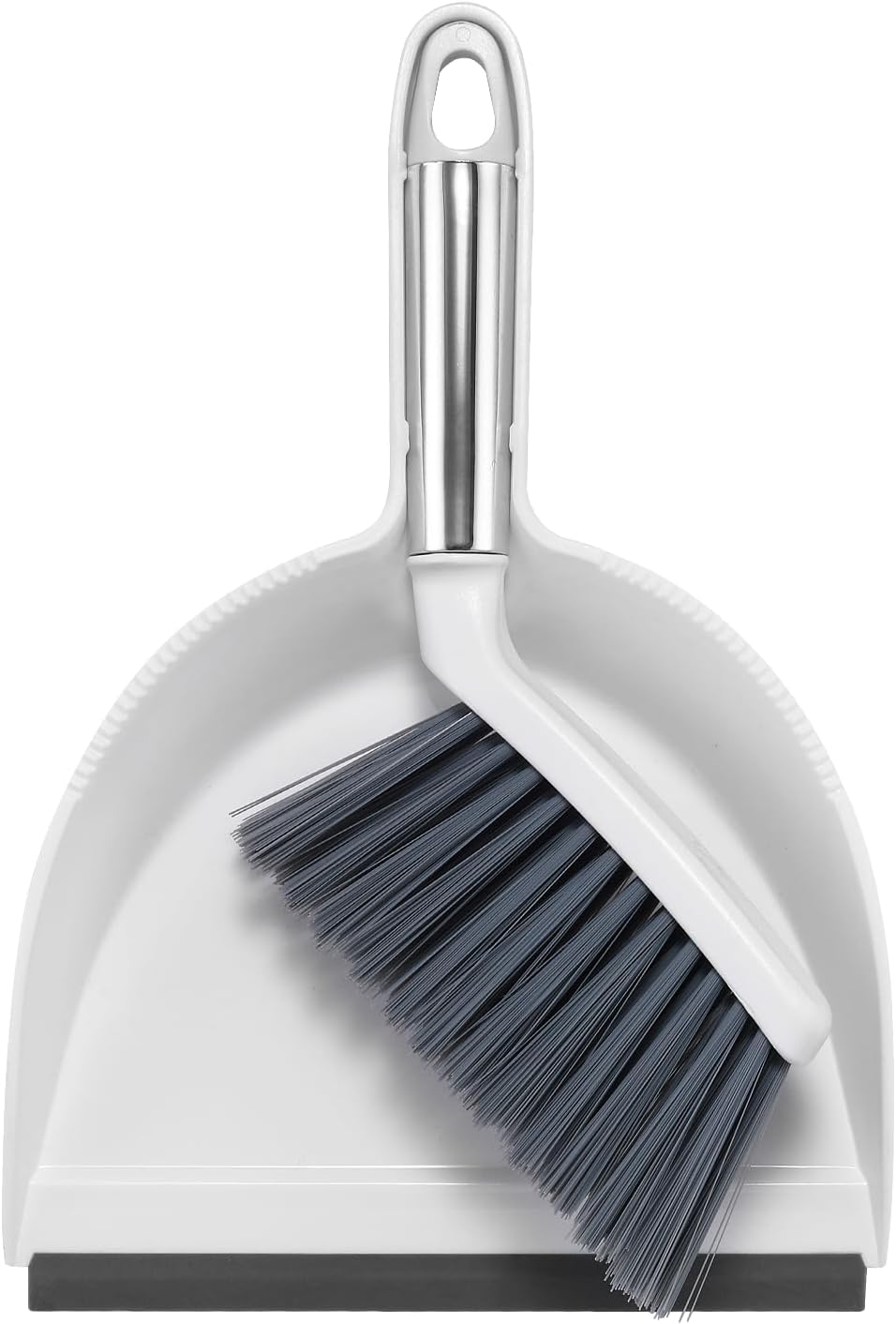 Mini Broom and Dustpan Set, Small Dust Pan and Brush Set, White&Gray