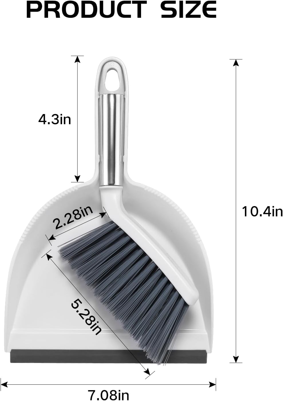Mini Broom and Dustpan Set, Small Dust Pan and Brush Set, White&Gray