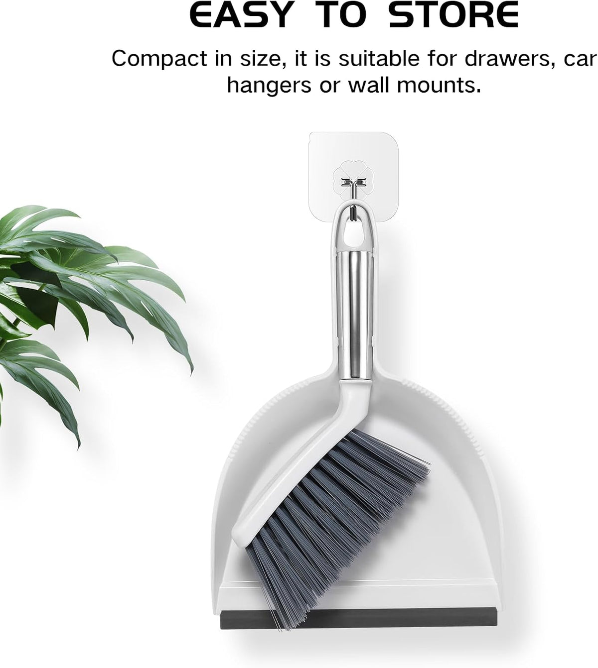 Mini Broom and Dustpan Set, Small Dust Pan and Brush Set, White&Gray