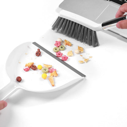 Mini Broom and Dustpan Set, Small Dust Pan and Brush Set, White&Gray