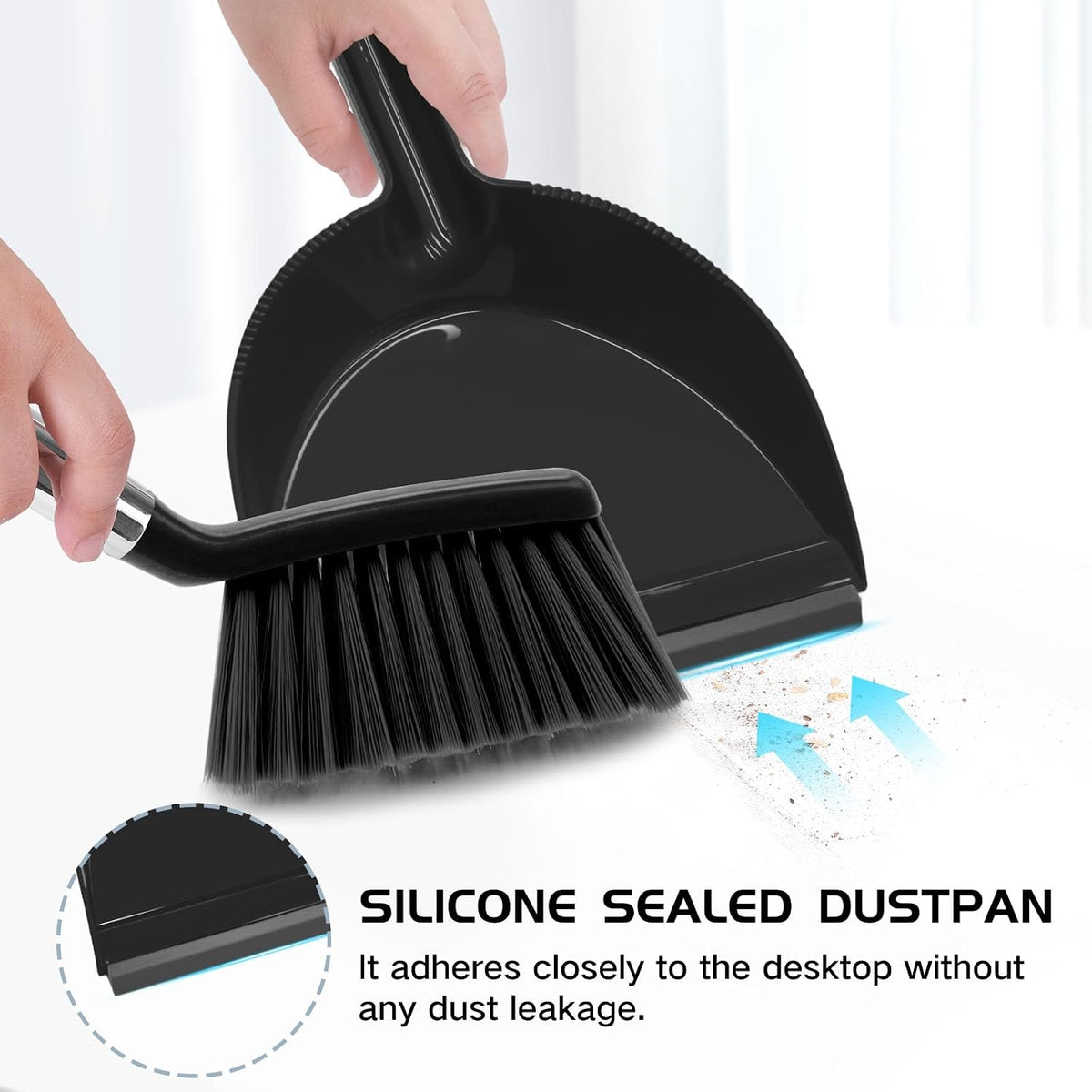 Mini Broom and Dustpan Set, Small Dust Pan and Brush Set, White&Gray