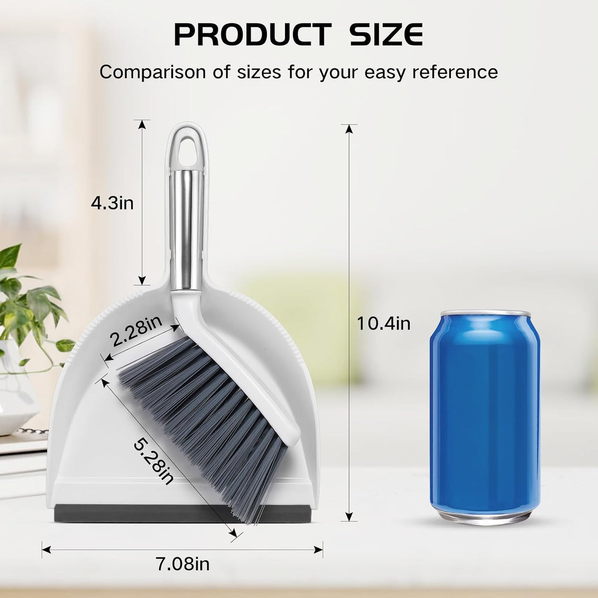 Mini Broom and Dustpan Set, Small Dust Pan and Brush Set, White&Gray
