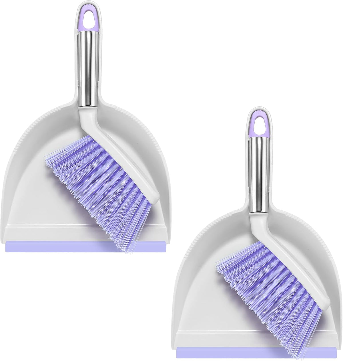 Mini Broom and Dustpan Set, Small Dust Pan and Brush Set, White&Gray