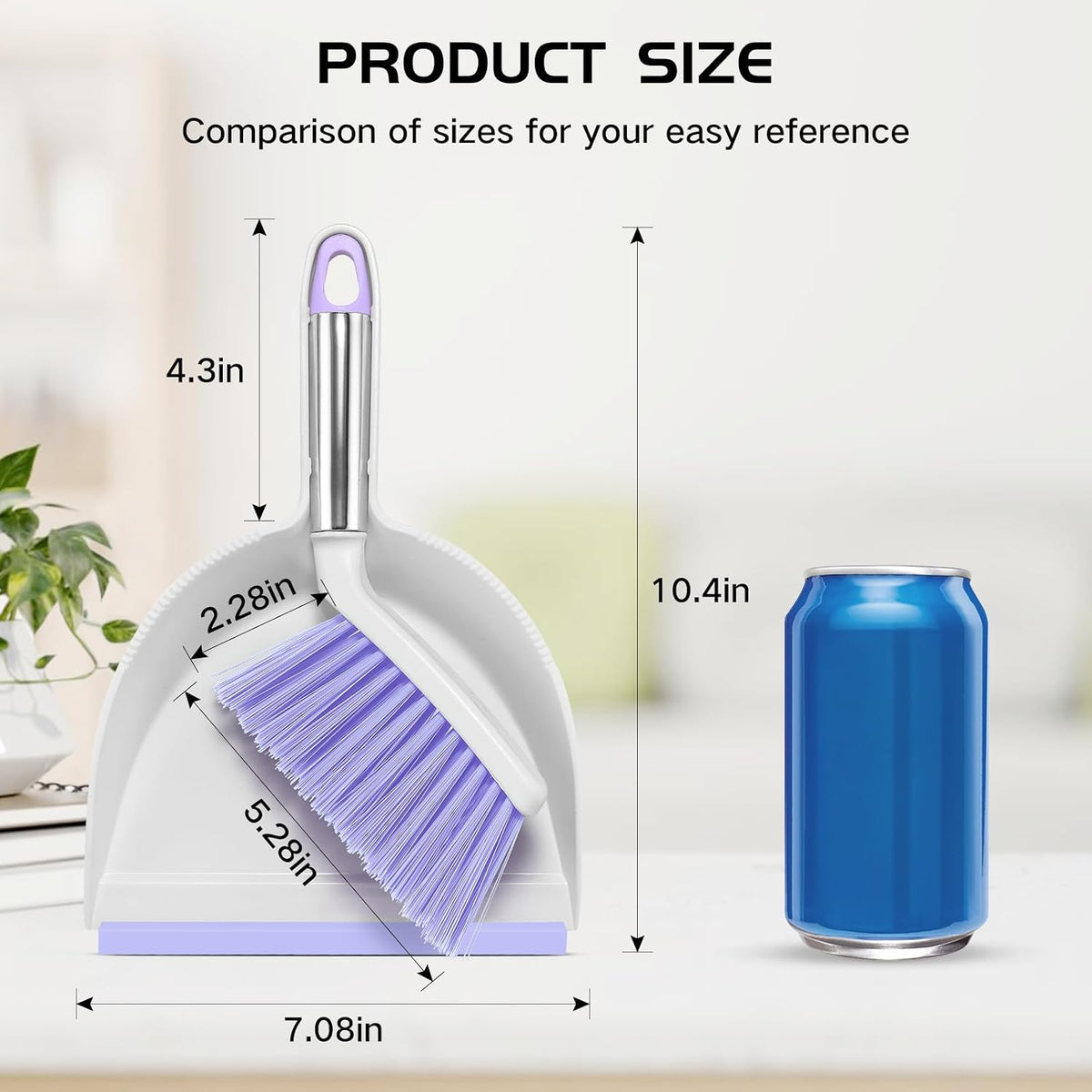 Mini Broom and Dustpan Set, Small Dust Pan and Brush Set, White&Gray