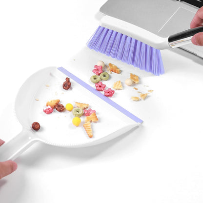 Mini Broom and Dustpan Set, Small Dust Pan and Brush Set, White&Gray