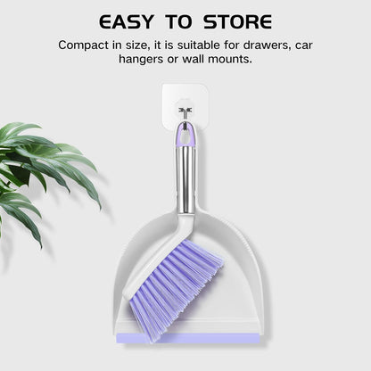 Mini Broom and Dustpan Set, Small Dust Pan and Brush Set, White&Gray