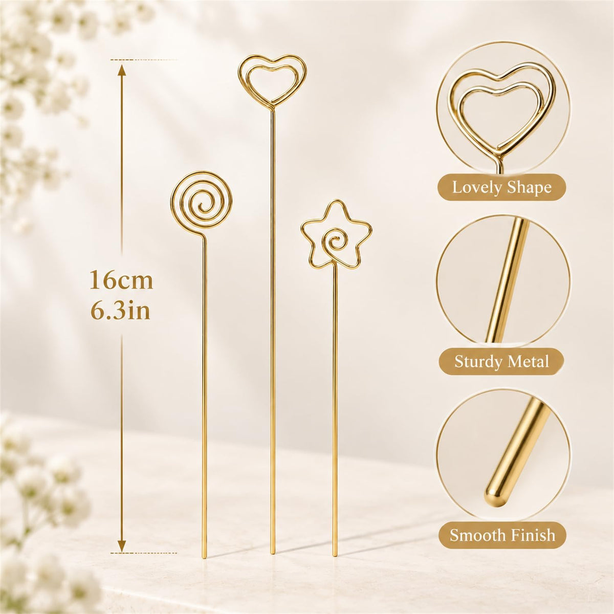 30 Pcs Gift Card Holder Metal Wire Floral Picks 13 in Picture Tree Holder