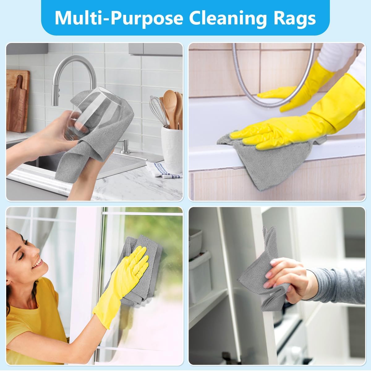 Microfiber Cleaning Cloth 100 Pack, Reusable Paper Towels 11 x 9