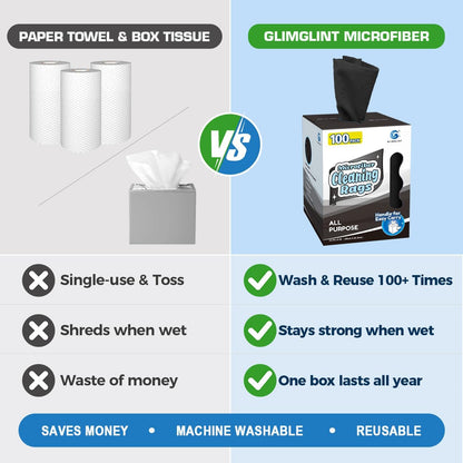 Microfiber Cleaning Cloth 100 Pack, Reusable Paper Towels 11 x 9