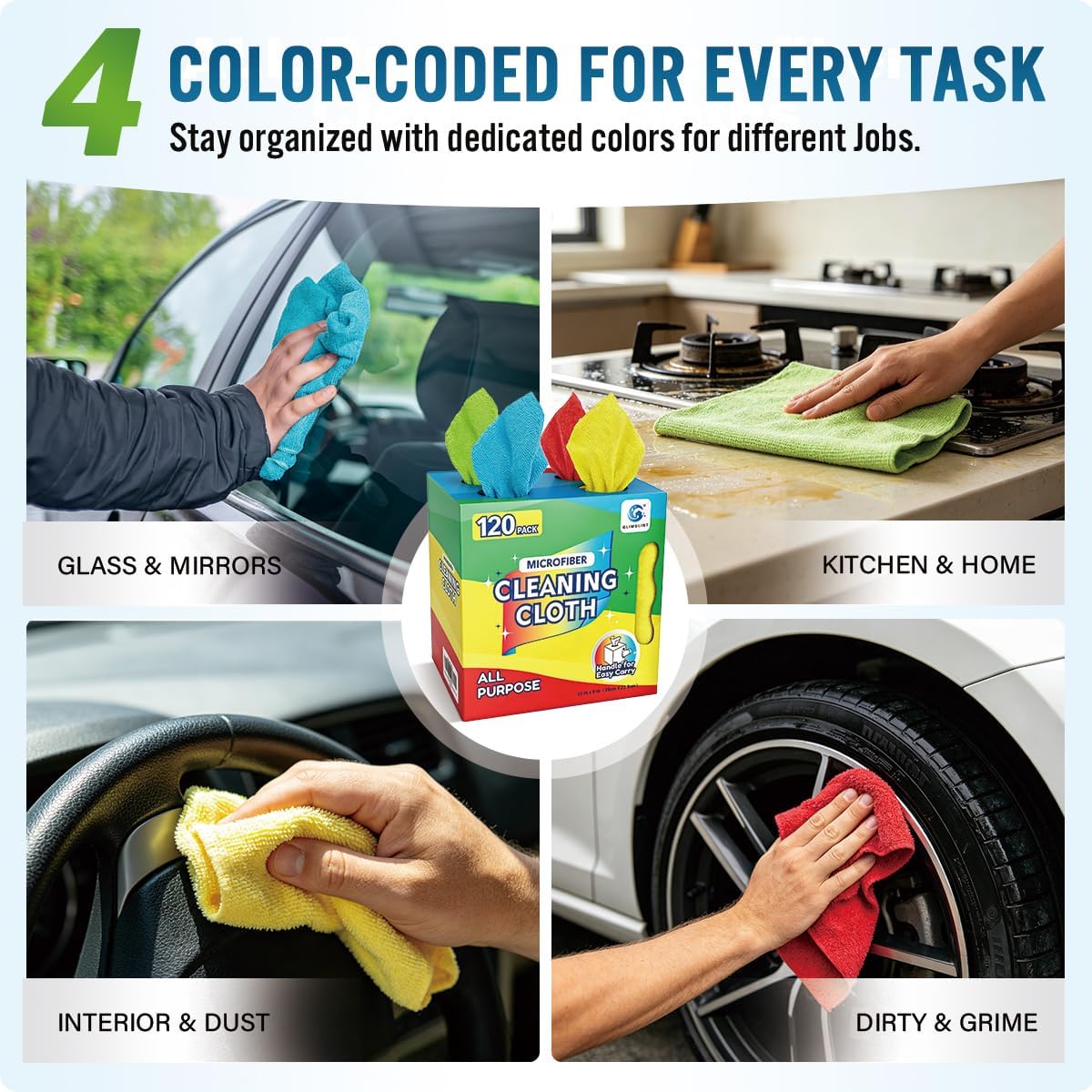Microfiber Cleaning Cloth 100 Pack, Reusable Paper Towels 11 x 9