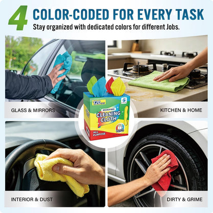 Microfiber Cleaning Cloth 100 Pack, Reusable Paper Towels 11 x 9