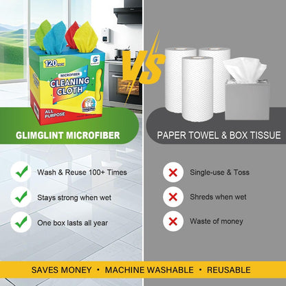 Microfiber Cleaning Cloth 100 Pack, Reusable Paper Towels 11 x 9