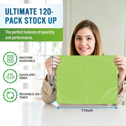 Microfiber Cleaning Cloth 100 Pack, Reusable Paper Towels 11 x 9