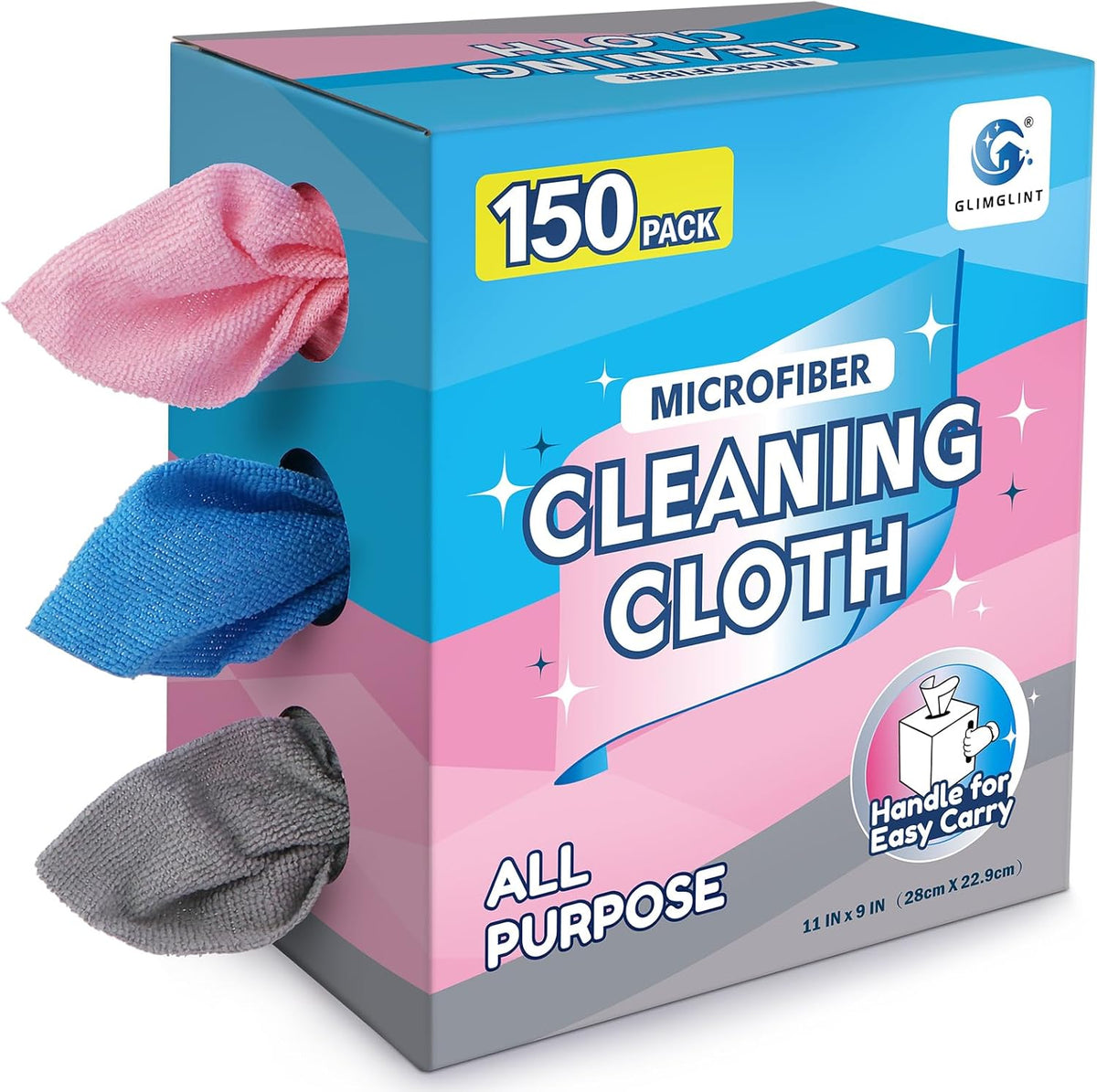 Microfiber Cleaning Cloth 100 Pack, Reusable Paper Towels 11 x 9