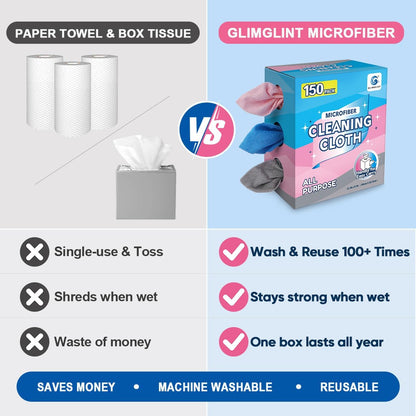 Microfiber Cleaning Cloth 100 Pack, Reusable Paper Towels 11 x 9
