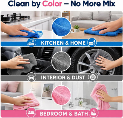 Microfiber Cleaning Cloth 100 Pack, Reusable Paper Towels 11 x 9