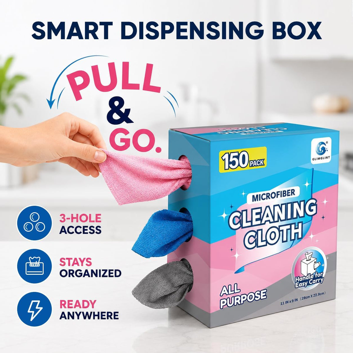 Microfiber Cleaning Cloth 100 Pack, Reusable Paper Towels 11 x 9