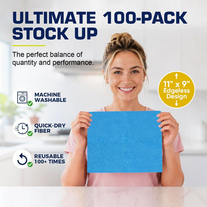 Microfiber Cleaning Cloth 100 Pack, Reusable Paper Towels 11 x 9