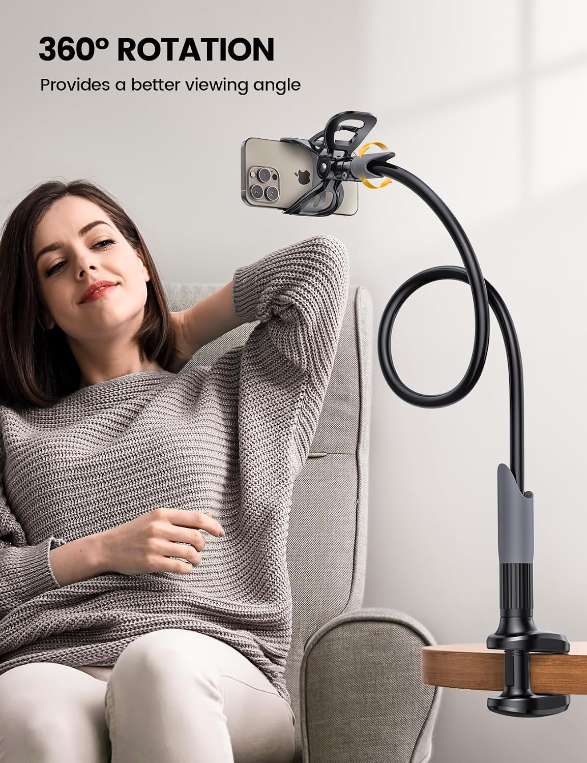 Gooseneck Bed Phone Holder 33.4" Full Adjustable Flexible Arm