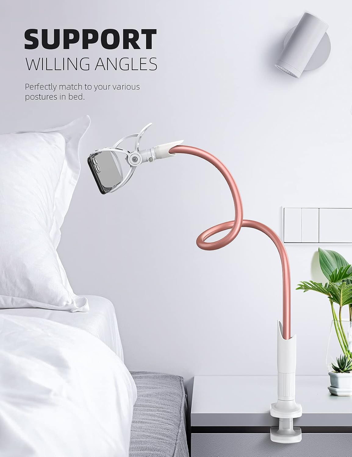 Gooseneck Bed Phone Holder 33.4" Full Adjustable Flexible Arm
