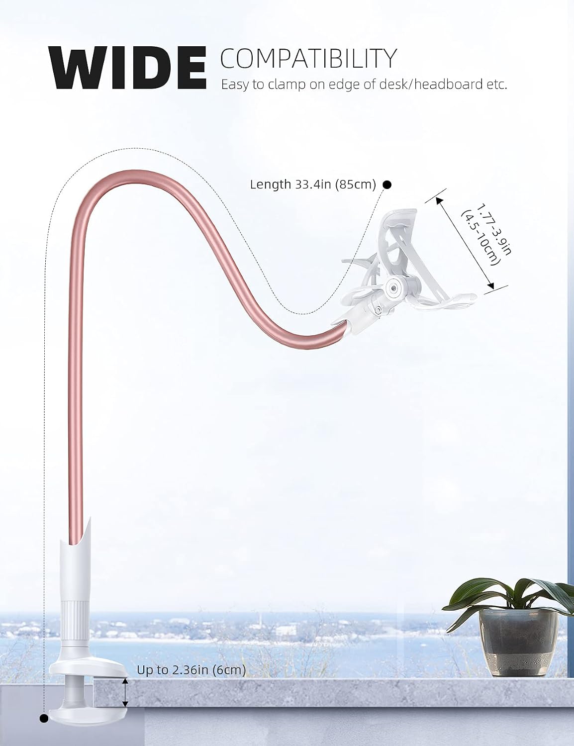 Gooseneck Bed Phone Holder 33.4" Full Adjustable Flexible Arm