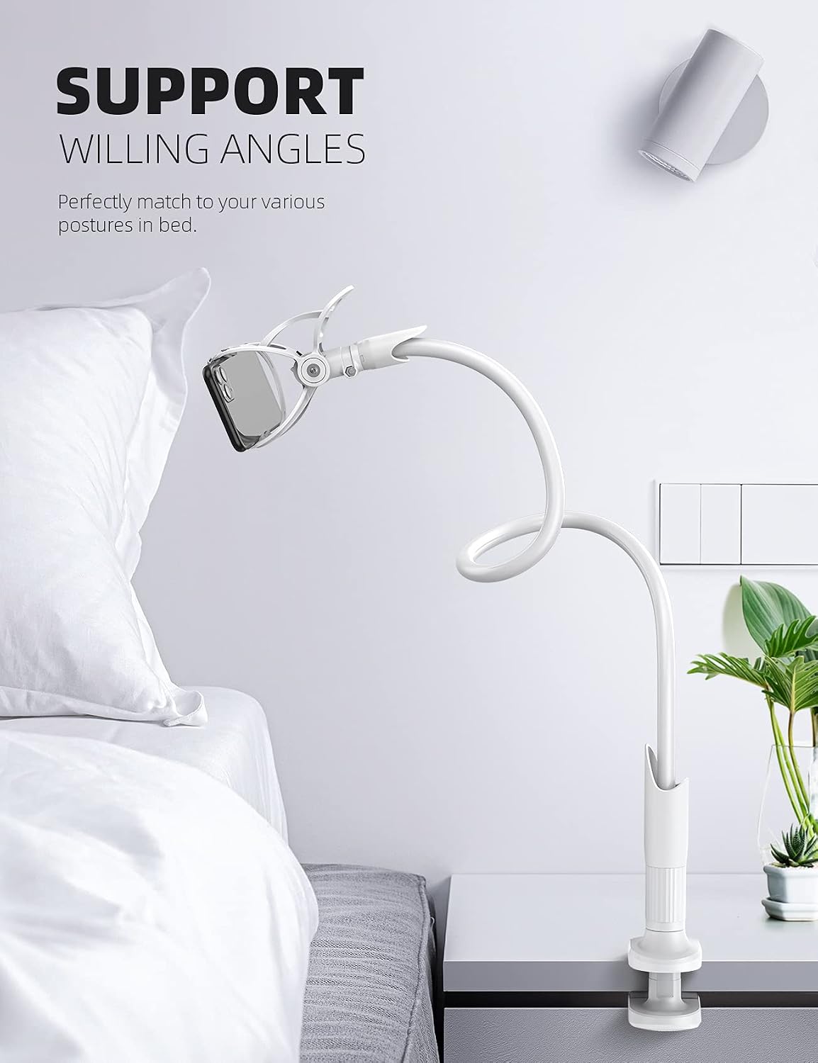 Gooseneck Bed Phone Holder 33.4" Full Adjustable Flexible Arm
