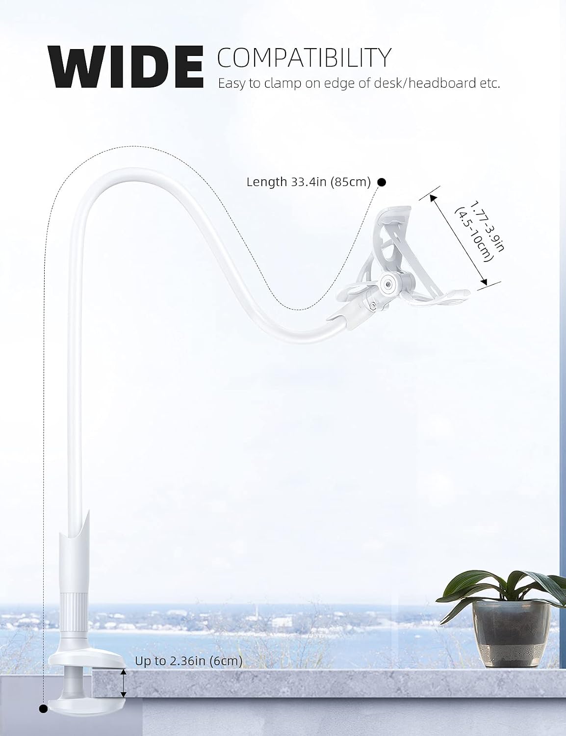 Gooseneck Bed Phone Holder 33.4" Full Adjustable Flexible Arm