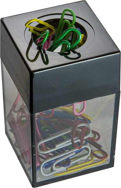 Magnetic Paper Clip Dispenser, Holds 100 Paper Clips (Not Included), Smoke-Colored Desk Organizer for Office Accessories, Supplies and Classroom Organization, Dispenser Only