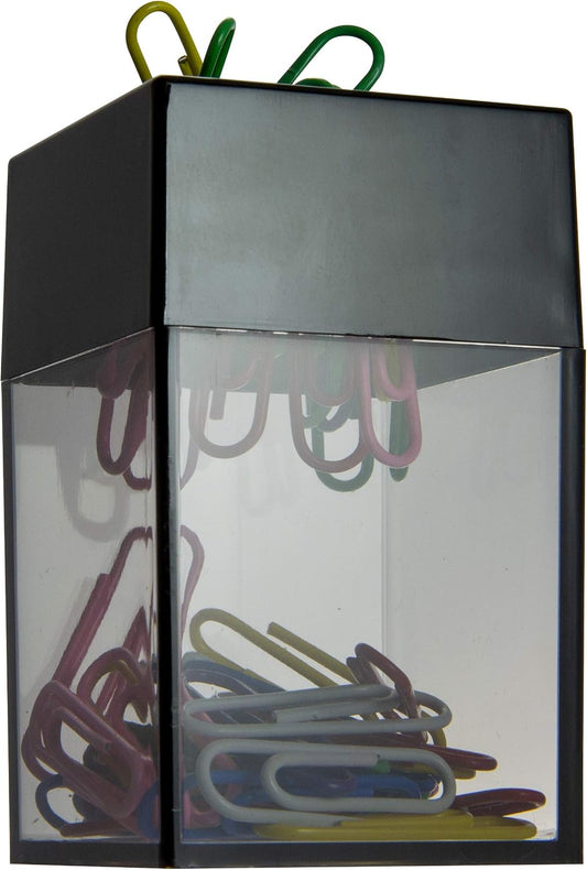 Magnetic Paper Clip Dispenser, Holds 100 Paper Clips (Not Included), Smoke-Colored Desk Organizer for Office Accessories, Supplies and Classroom Organization, Dispenser Only