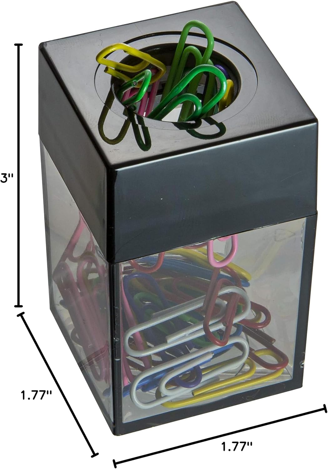Magnetic Paper Clip Dispenser, Holds 100 Paper Clips (Not Included), Smoke-Colored Desk Organizer for Office Accessories, Supplies and Classroom Organization, Dispenser Only