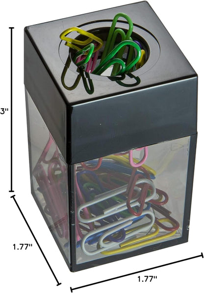 Magnetic Paper Clip Dispenser, Holds 100 Paper Clips (Not Included), Smoke-Colored Desk Organizer for Office Accessories, Supplies and Classroom Organization, Dispenser Only
