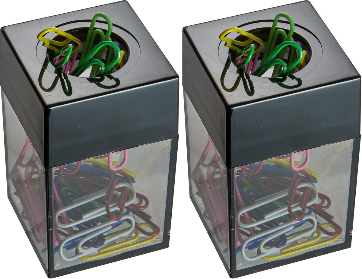 Magnetic Paper Clip Dispenser, Holds 100 Paper Clips (Not Included), Smoke-Colored Desk Organizer for Office Accessories, Supplies and Classroom Organization, Dispenser Only