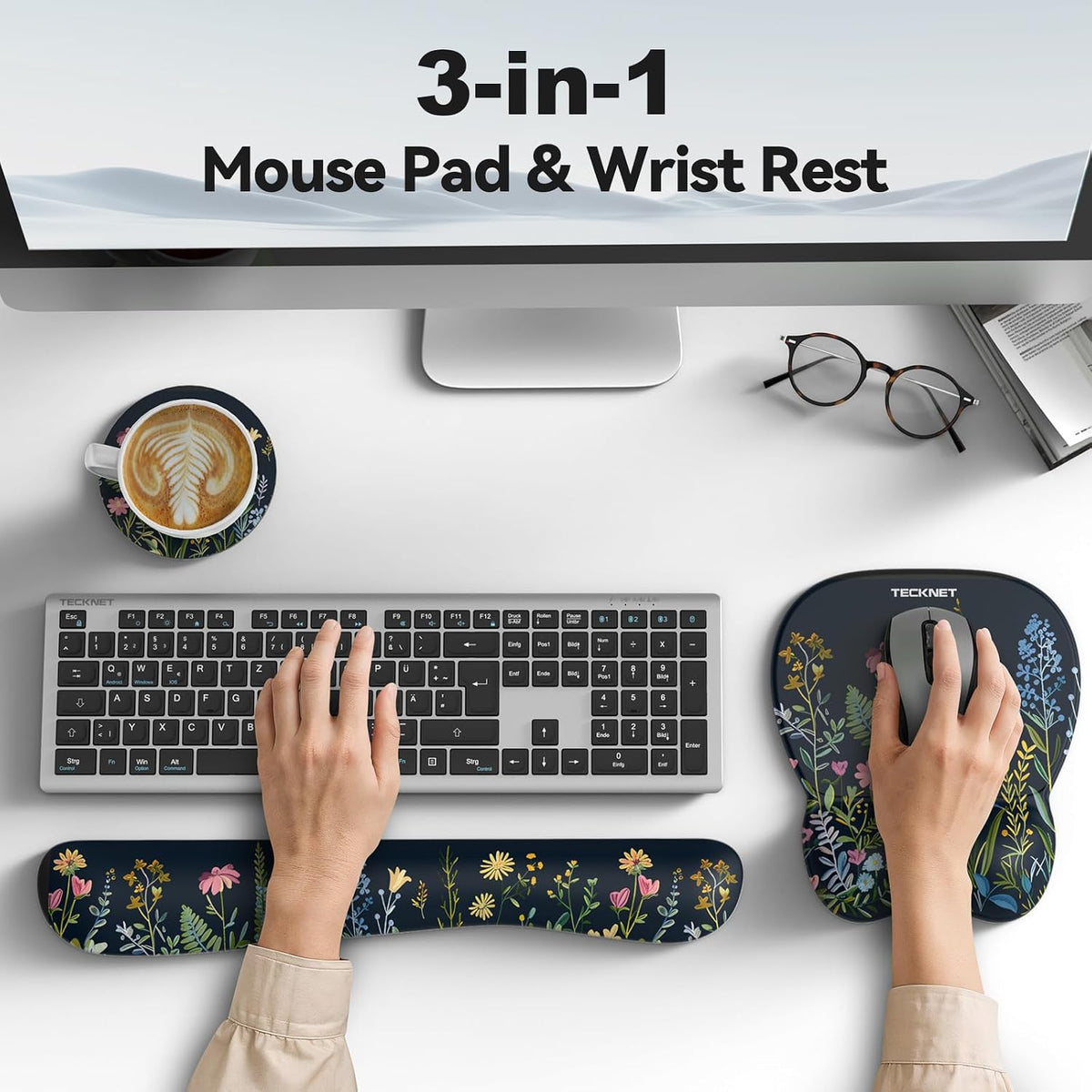 Gel Ergonomic Mouse Pad & Keyboard Wrist Rest & Coaster