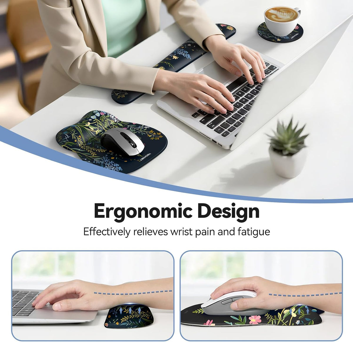 Gel Ergonomic Mouse Pad & Keyboard Wrist Rest & Coaster