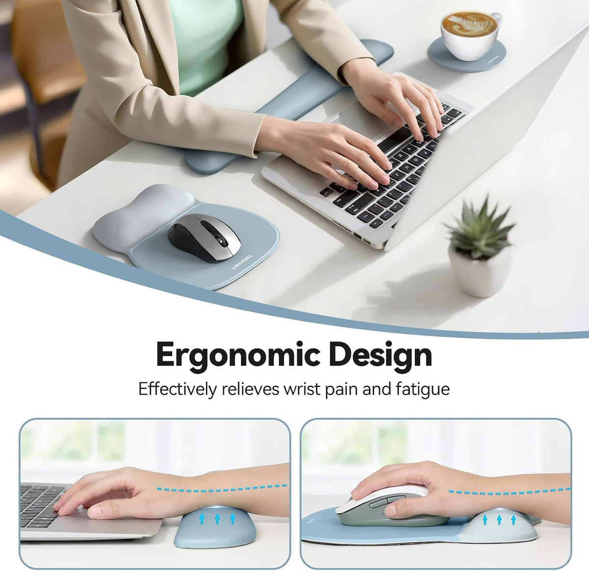 Gel Ergonomic Mouse Pad & Keyboard Wrist Rest & Coaster
