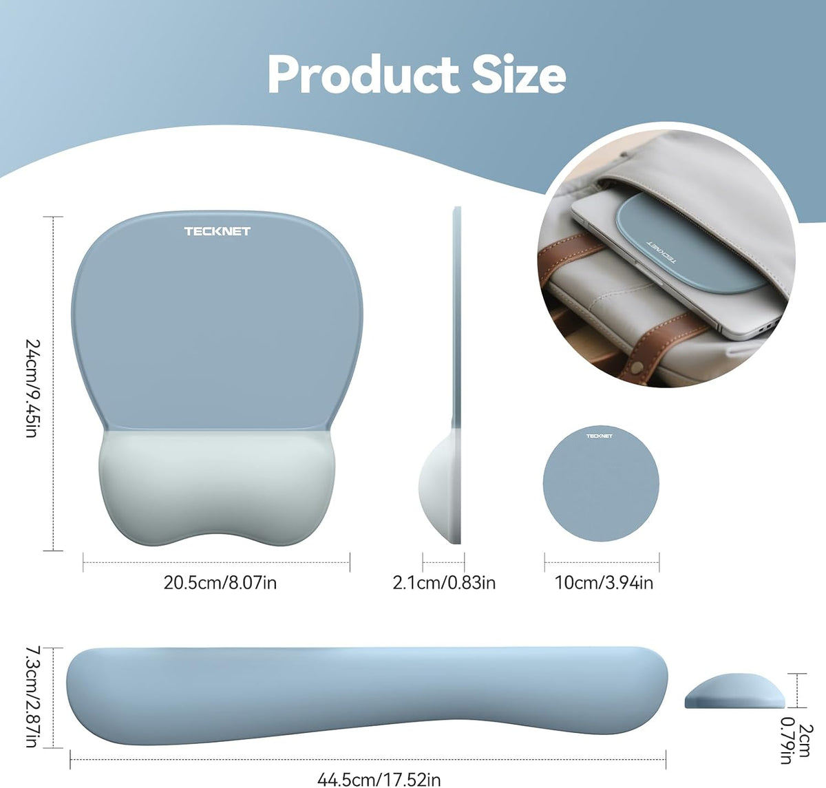Gel Ergonomic Mouse Pad & Keyboard Wrist Rest & Coaster