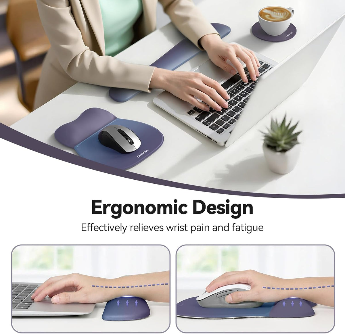 Gel Ergonomic Mouse Pad & Keyboard Wrist Rest & Coaster
