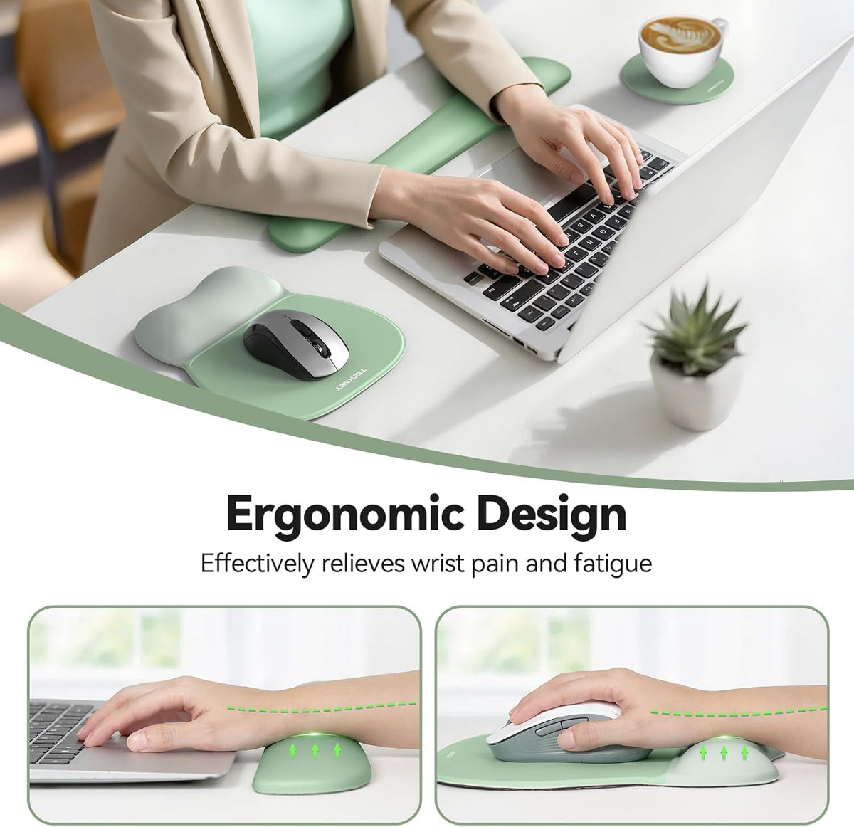 Gel Ergonomic Mouse Pad & Keyboard Wrist Rest & Coaster