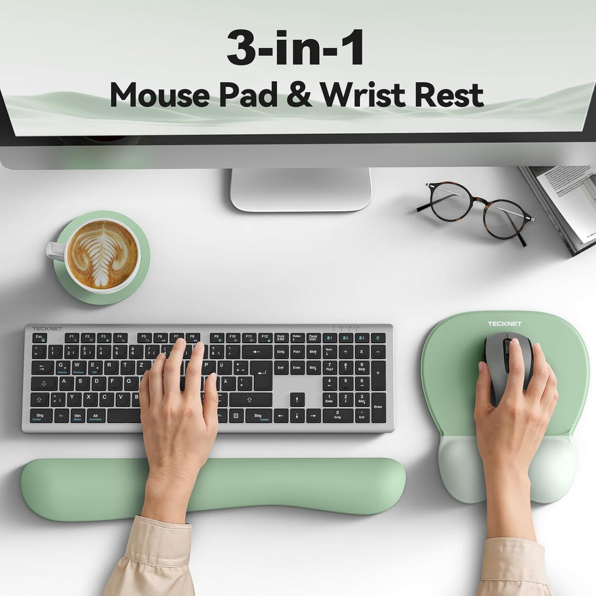Gel Ergonomic Mouse Pad & Keyboard Wrist Rest & Coaster