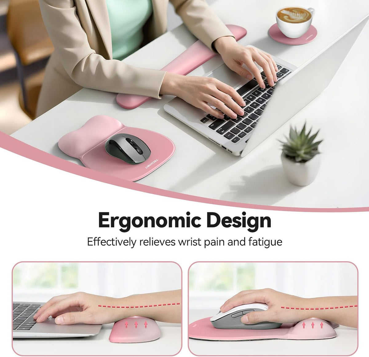 Gel Ergonomic Mouse Pad & Keyboard Wrist Rest & Coaster