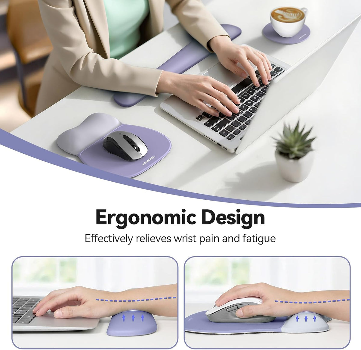 Gel Ergonomic Mouse Pad & Keyboard Wrist Rest & Coaster