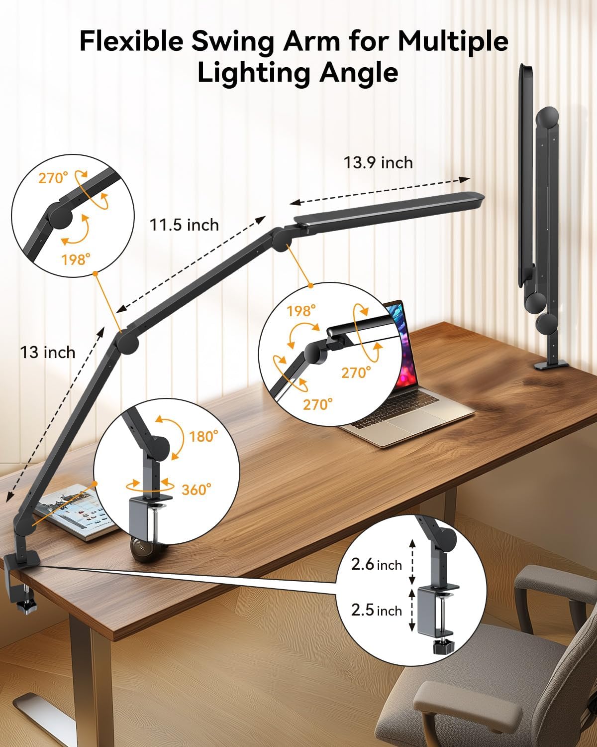 LED Desk Lamp with Clamp, 4CCT Table Lights for Home Office Puzzle Painting