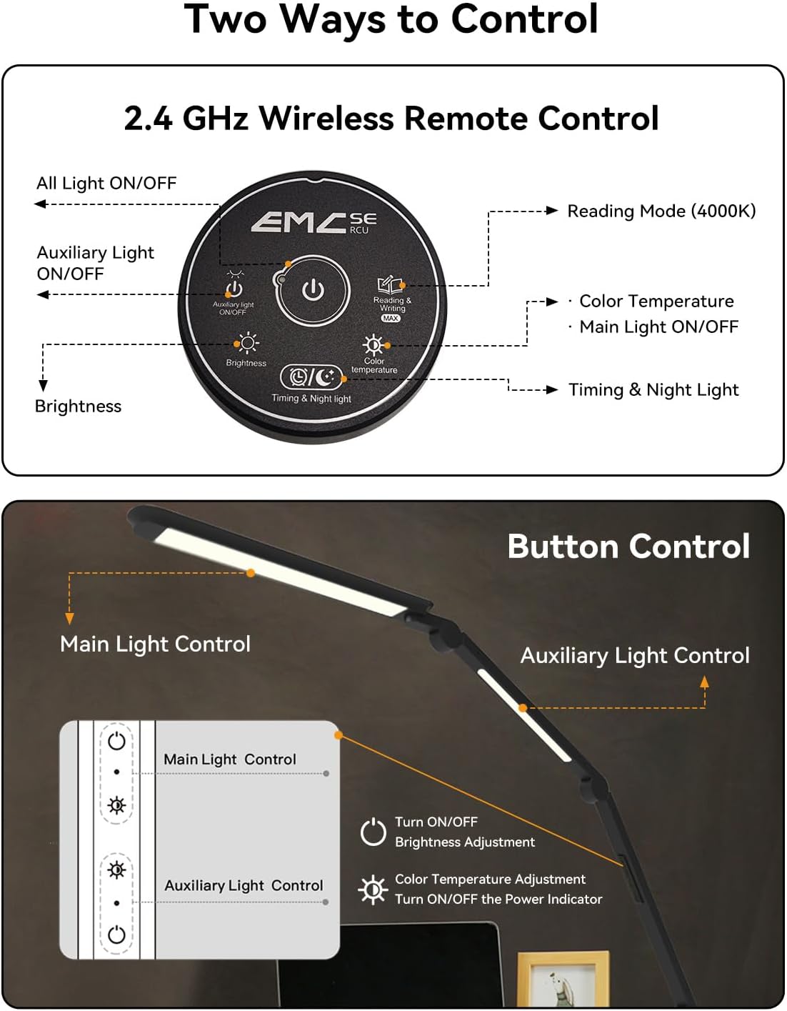 LED Desk Lamp with Clamp, 4CCT Table Lights for Home Office Puzzle Painting