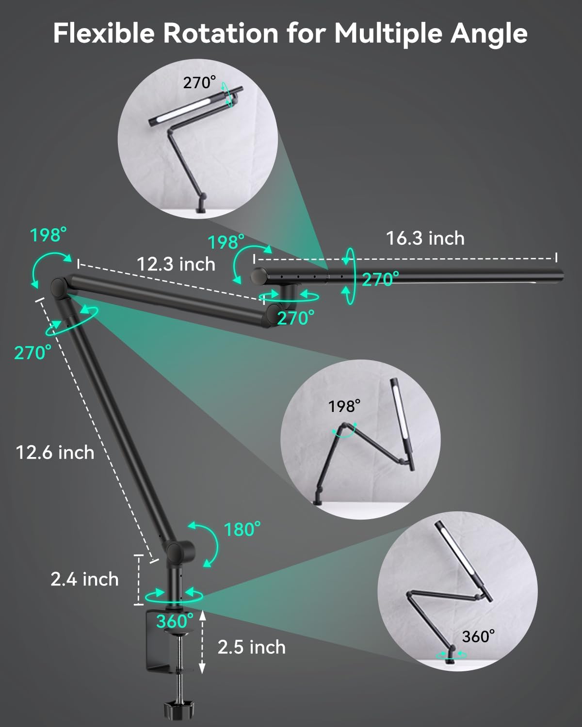 LED Desk Lamp with Clamp, 4CCT Table Lights for Home Office Puzzle Painting