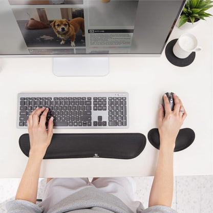 Upgrade Enlarge Silky and Superfine Fabric Gel Memory Foam Keyboard Wrist Rest Set, Ergonomic Keyboard Mouse Wrist Support for Typing Pain Relief, Comfort for Office, Gaming, Computer, Black