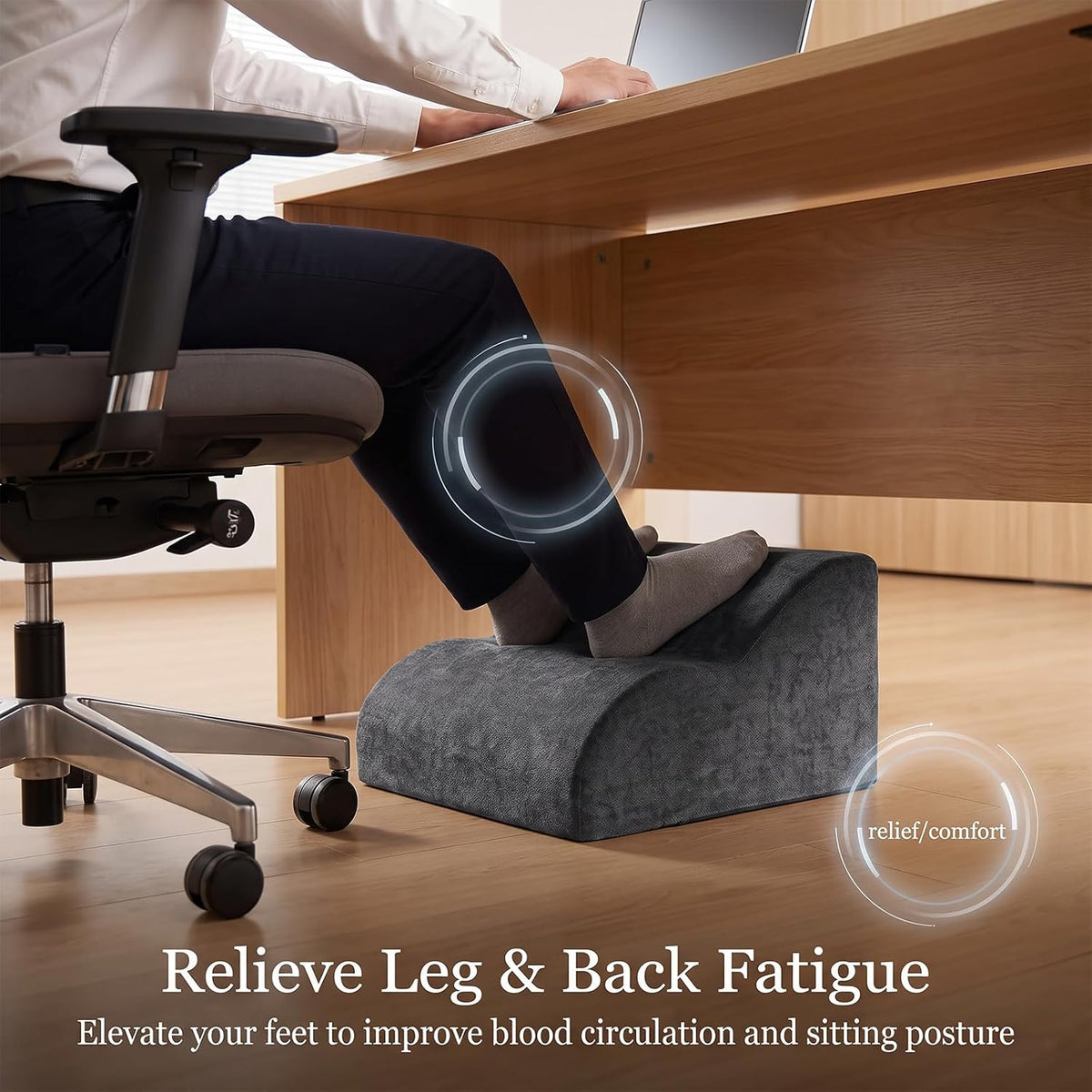 Adjustable Foot Rest for Under Desk At Work - 3-in-1 Ergonomic Foot Stool with Zipper Connection, 6.3"/11.8"/16" Height Adjustable for Office, Home & Gaming (Black)