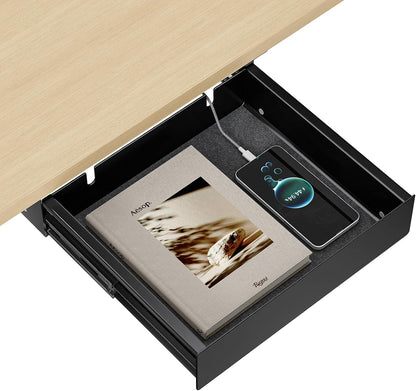 Under Desk Drawer,20.1 inch Carbon Steel Slide-Out Under Table Storage Organizer With Full Extension Ball-Bearing Slides,Undermount Drawer For Standing Desk & Home Office,Black